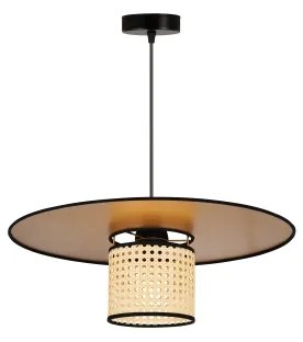 Duolla - Luster na lanku TOKYO RATTAN 1xE27/15W/230V pr. 50 cm zlatá/ratan
