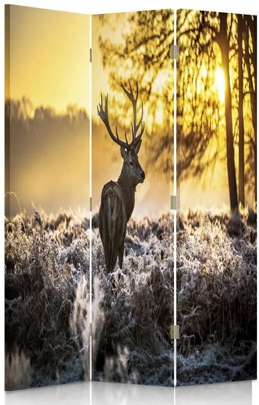 CARO Paraván - Deer At Sunset | trojdielny | jednostranný 110x150 cm