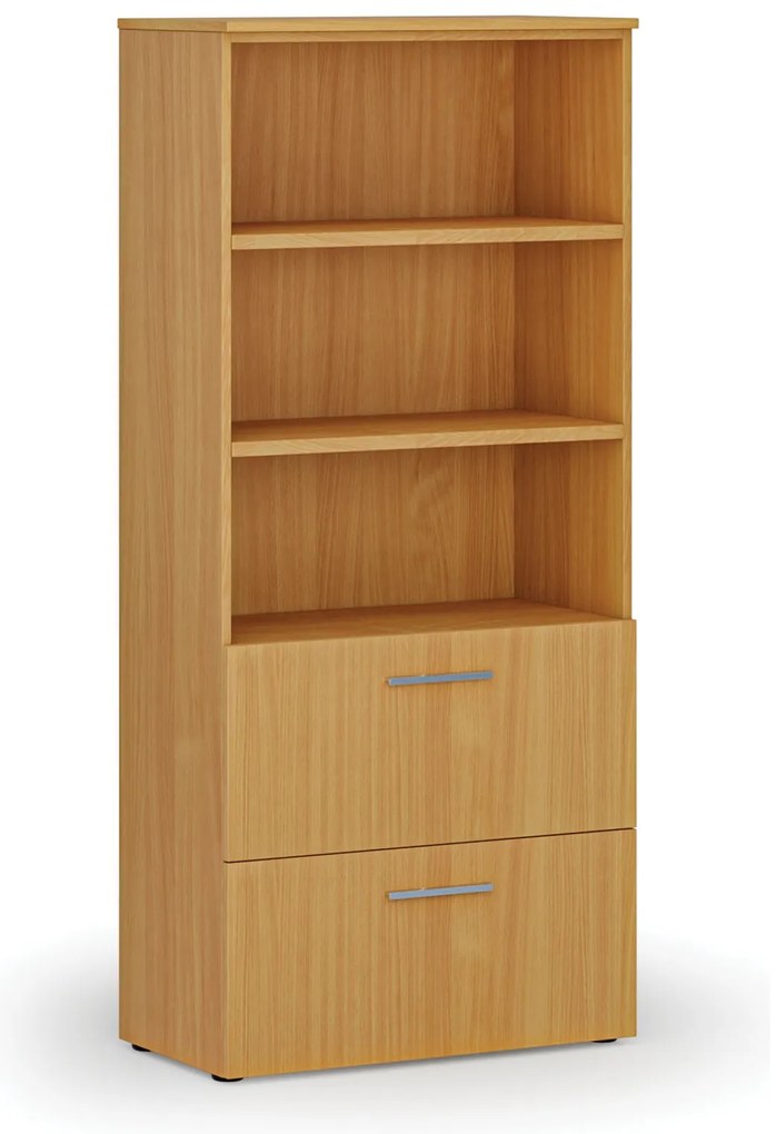 Skriňa so zásuvkami pre závesné zložky PRIMO WOOD, 800 x 420 x 1781 mm, buk