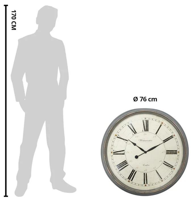 Nástěnné hodiny šedobéžové 76x6 cm / 1xAA - Ř 76x6 cm / 1xAA