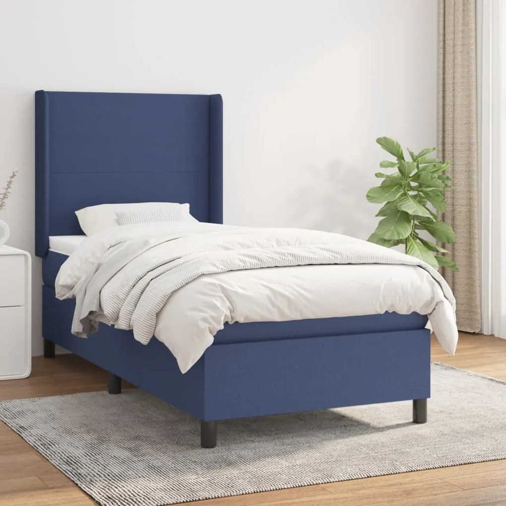 Boxspring posteľ s matracom modrá 100x200 cm látka 3131255