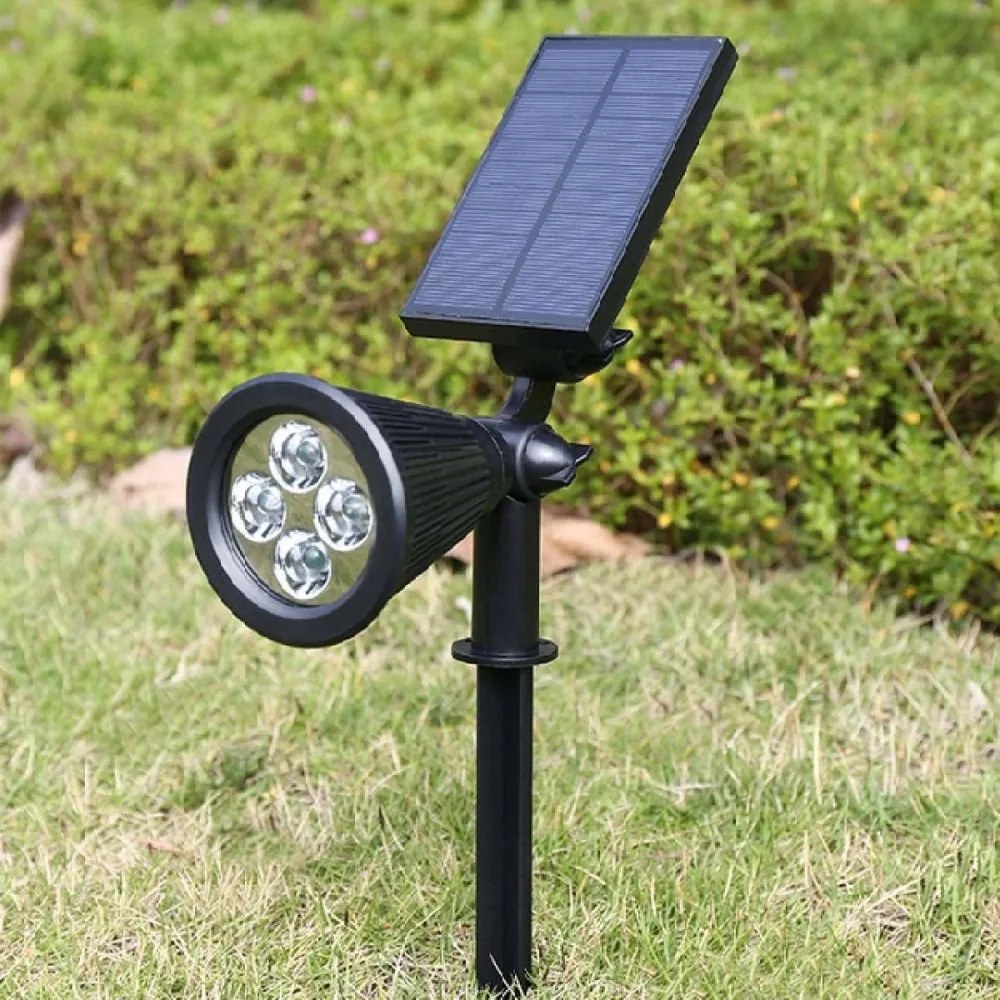 Záhradný LED solárny reflektor 2W studený IP65 súmrakový senzor