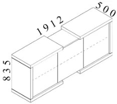 Nízka skriňa Lineart 191,2 x 50 x 83,5 cm