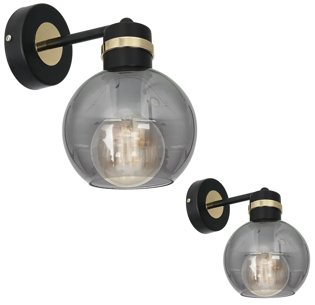 Nástenné svietidlo Omega, 1x grafitové sklenené tienidlo, b/g