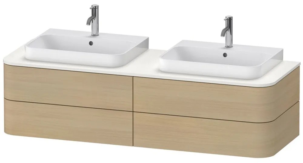 DURAVIT Happy D.2 Plus závesná skrinka pod dve umývadlá pod dosku, 4 zásuvky, 1600 x 550 x 408 mm, dub Mediterrane, HP4974B7171