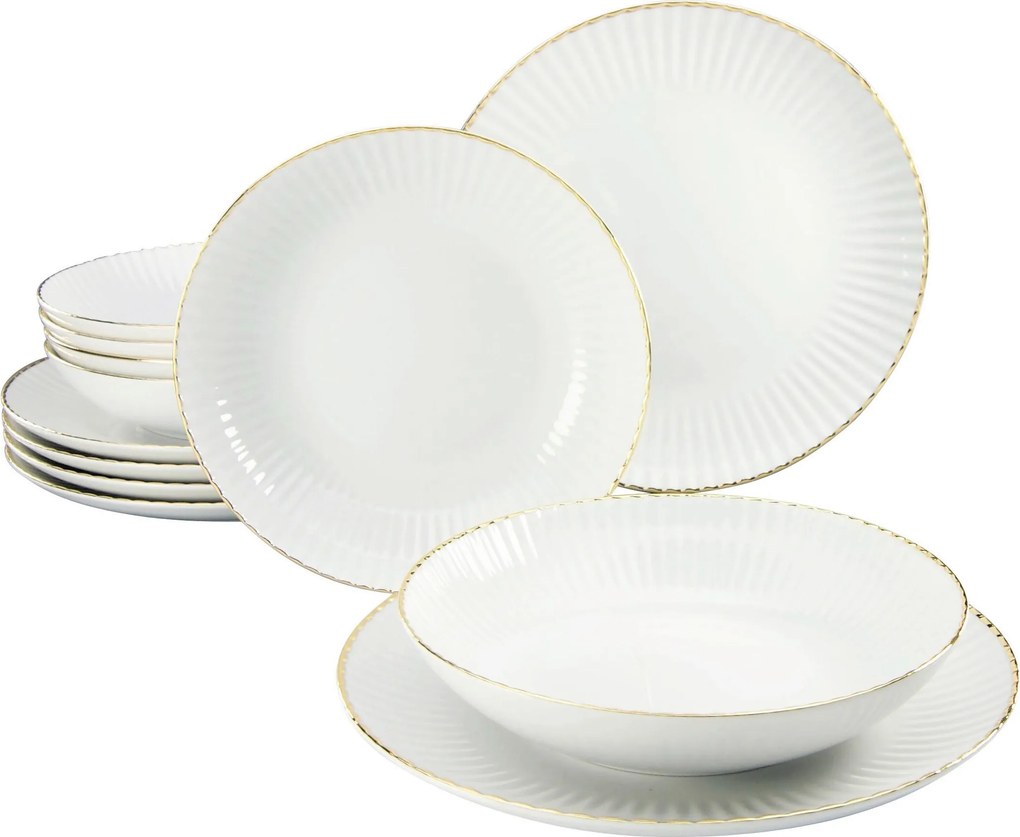XXXLutz JEDÁLENSKÝ SERVIS Allegra Goldband 12-dielne Creatable - Online Only bytové doplnky - 007768063601