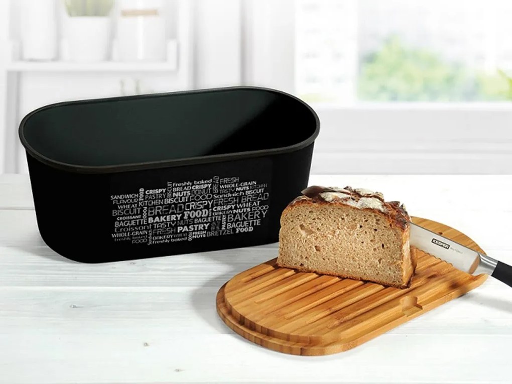 Kesper Chlebník s doskou na krájanie - čierny