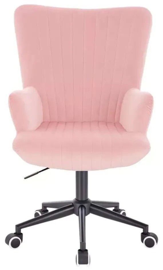 LuxuryForm DESIGN Kreslo AMADEO VELUR na čiernej podstave s kolieskami - ružové