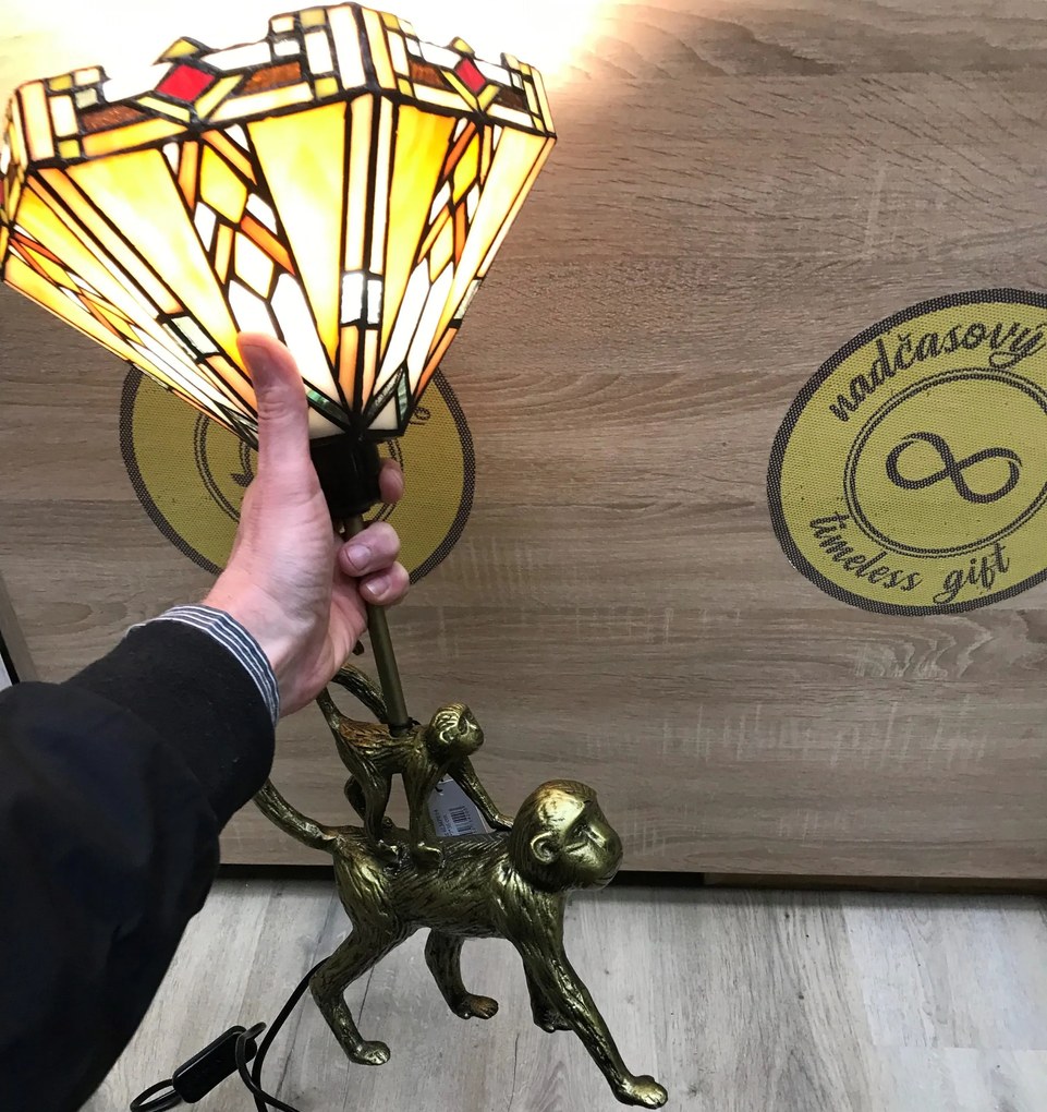 Vitrážová Tiffany lampa ACRUX MONKEYS