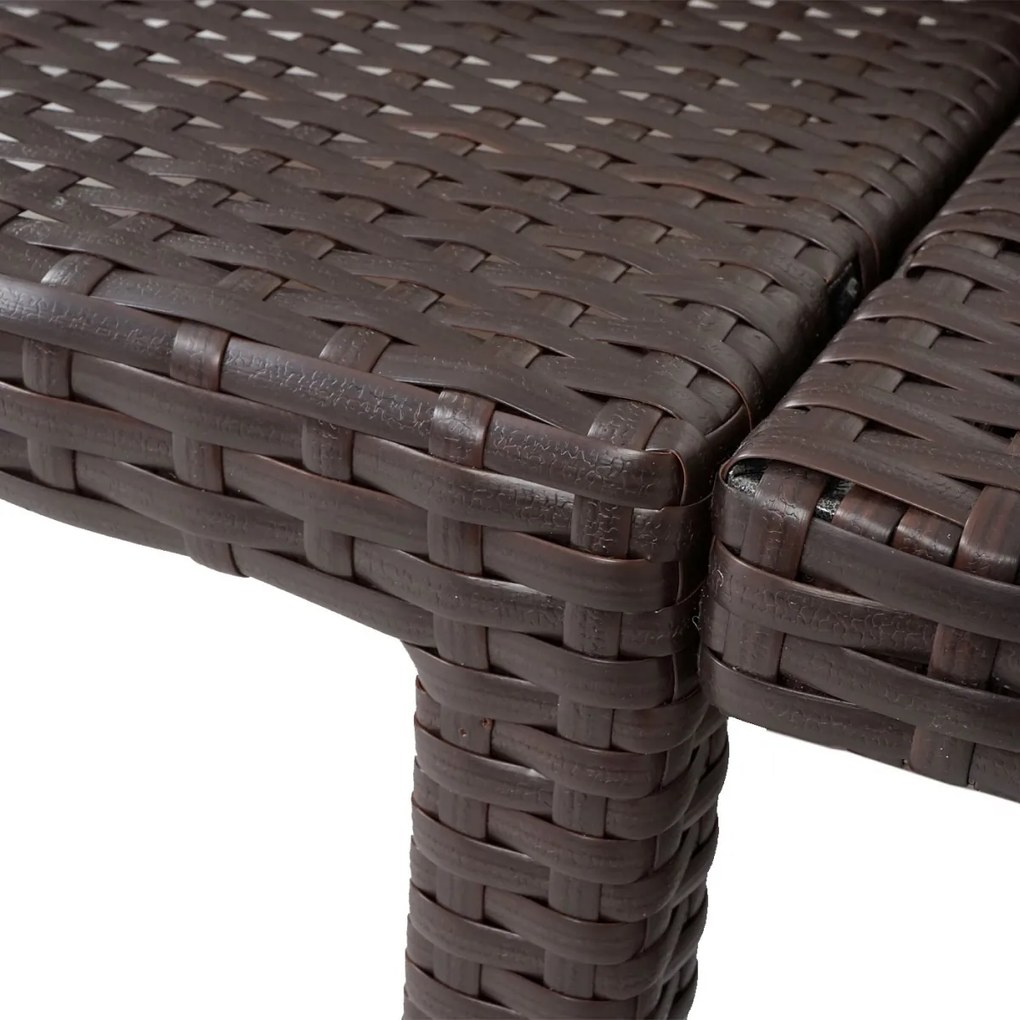 Záhradné lehátko HWC-A51 - krémové vankúše premium 10cm - hnedá