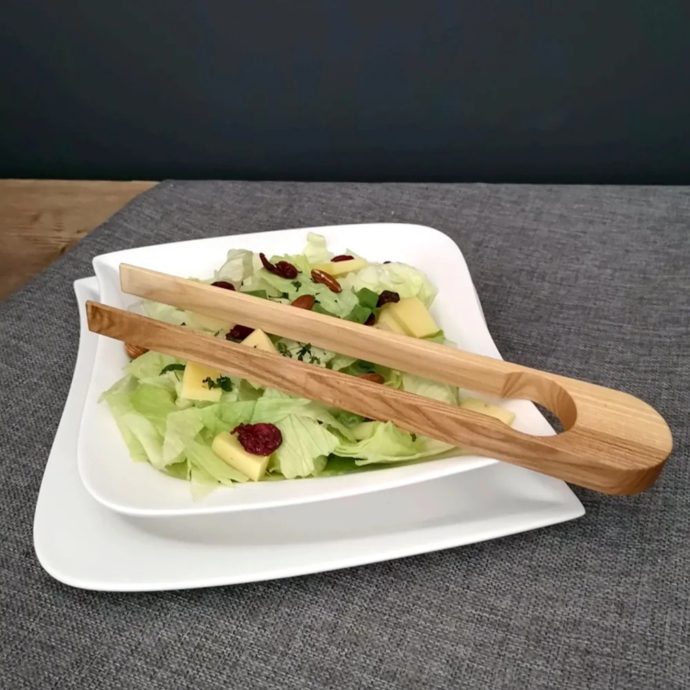 AMADEA Drevené servírovacie kliešte, masívne drevo, dĺžka 28 cm