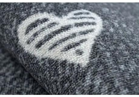 Koberec pre deti HEARTS Jeans, vintage srdce - sivá Veľkosť: 100x250 cm