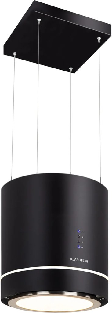 Klarstein Tron Ambience, digestor, 38 cm, ostrovčekový, 521 m³/h, LED, čierny