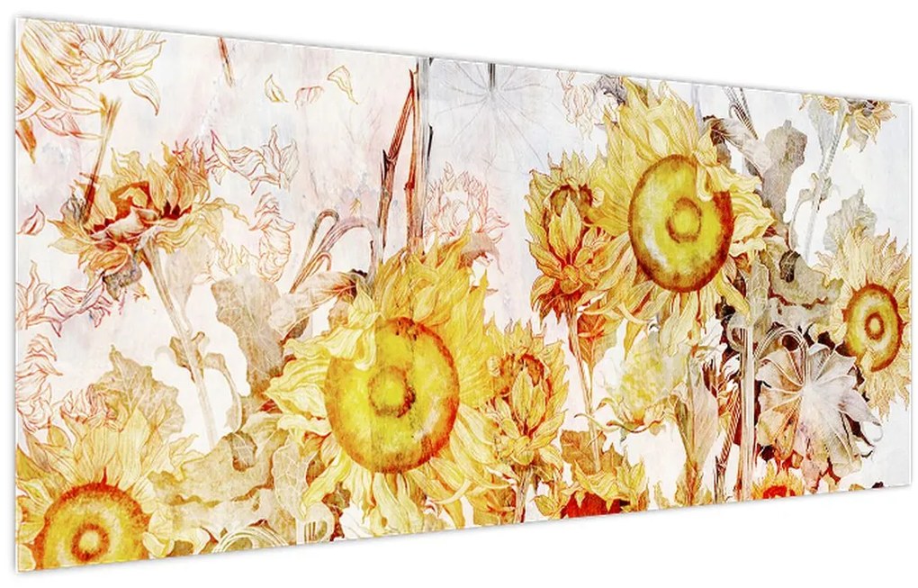 Obraz - Slnečnica, maľba (120x50 cm)