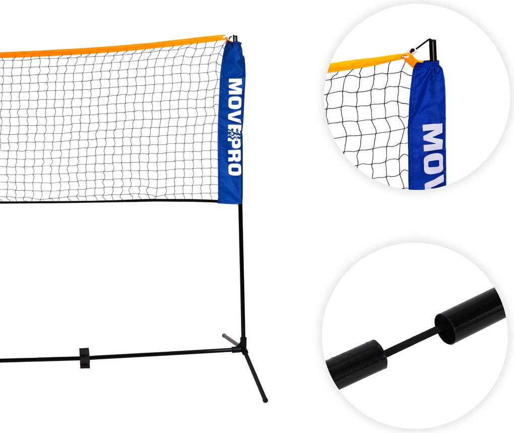 MOVEPRO Univerzálna sieť 3v1 305×140 cm – nastaviteľná, prenosná badminton/volejbal/tenis