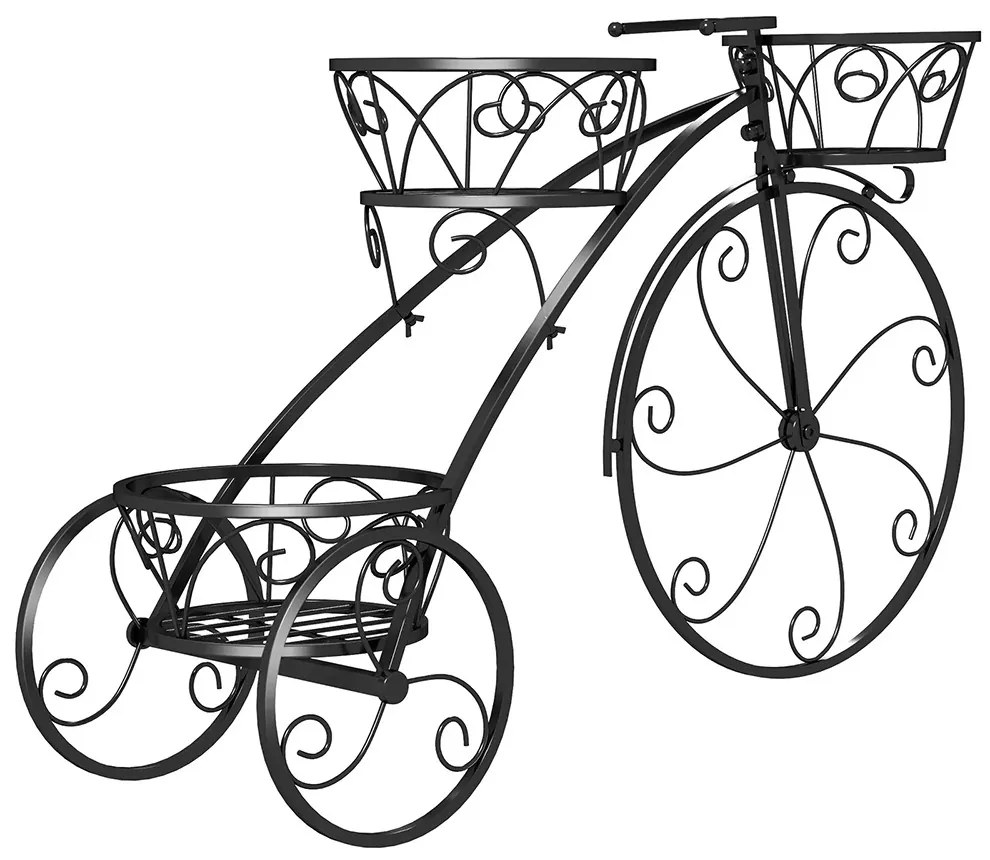 Kovový kvetináč v tvare bicykla