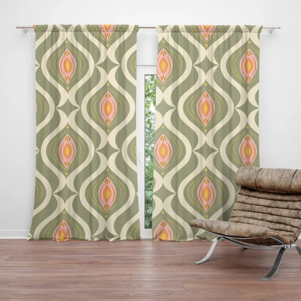 Sablio Záves Retro ornament: 2ks 140x250cm
