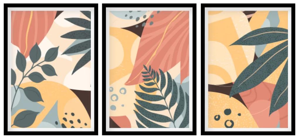 Gario Sada plagátov 4 ročné obdobia - 3 dielna Farba rámu: Zlatá, Veľkosť: 135 x 63 cm