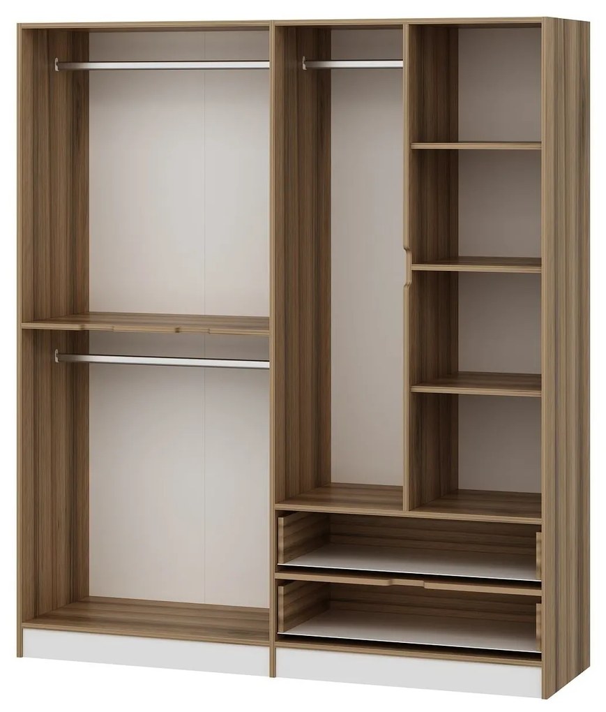 Šatníková skriňa Elina 180 cm biela/orech