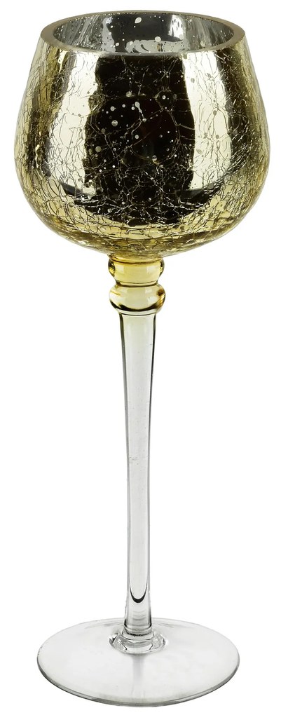 Skleněný svícen DONNA 25 cm zlatý