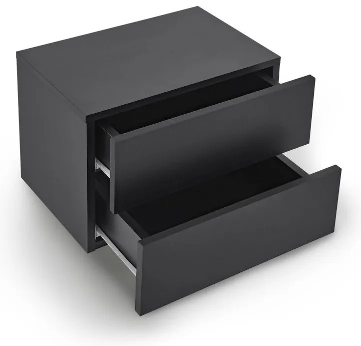 Závesný nočný stolík 40x29x30 cm čierny, 2 zásuvky