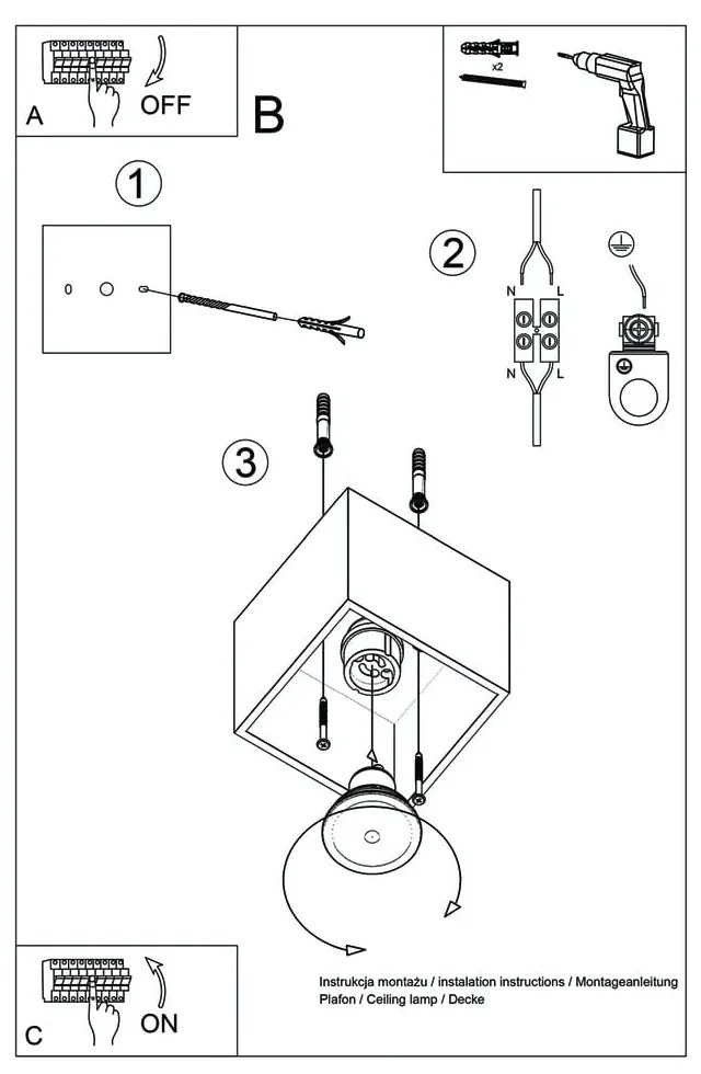 Sivé bodové svietidlo 10x10 cm Geo – Sollux