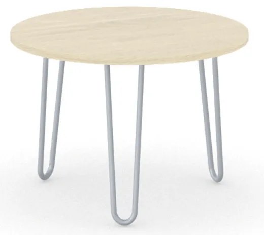 Okrúhly konferenčný stôl SPIDER, priemer 60 cm, sivo-strieborná podnož, doska dub prírodný