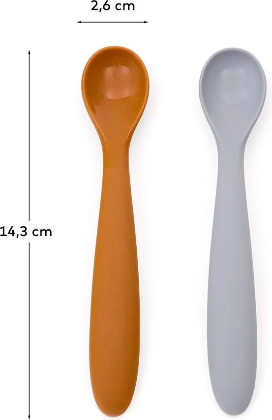 Svetlomodré/oranžové plastové/zo silikónu detské lyžičky v súprave 2 ks Lili – Kave Home
