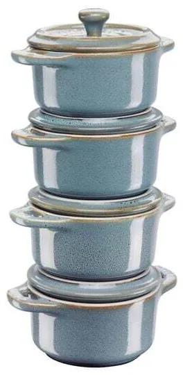 Staub sada 4 keramických foriem Mini Cocotte, starožitná modrá, 40508-159
