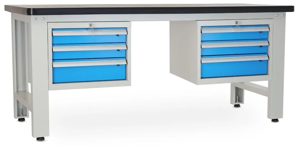 Dielenský stôl Solid MDF-33, 210 cm, 2 závesné boxy, čierna