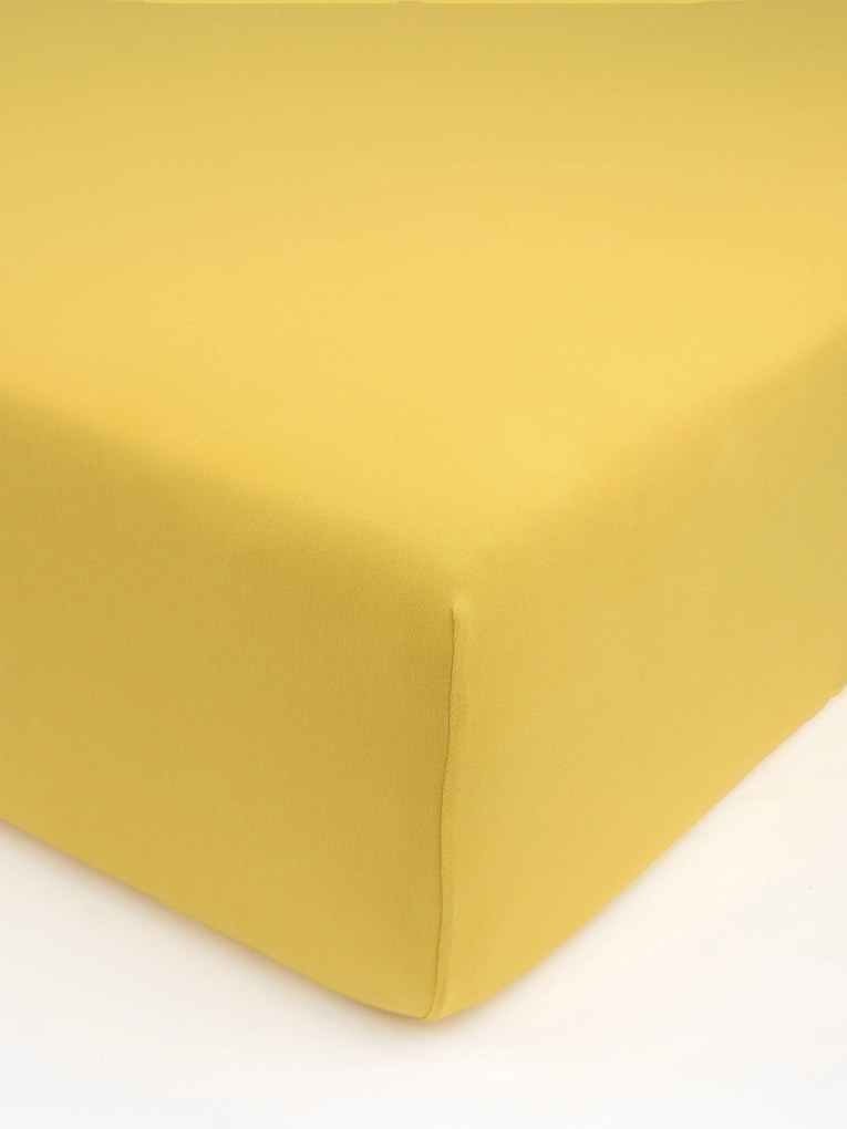 Jersey prostěradlo s elastanem 160 × 200 cm – hořčicové