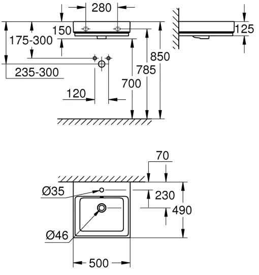 GROHE 3947400H - Umývadlo CUBE CERAMIC 500 × 490 mm keramika/biela
