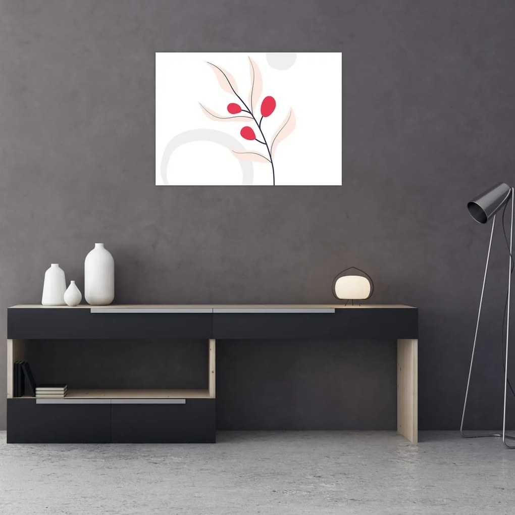 Sklenený obraz - Ružová florálna abstrakcia N⁰3 (70x50 cm)