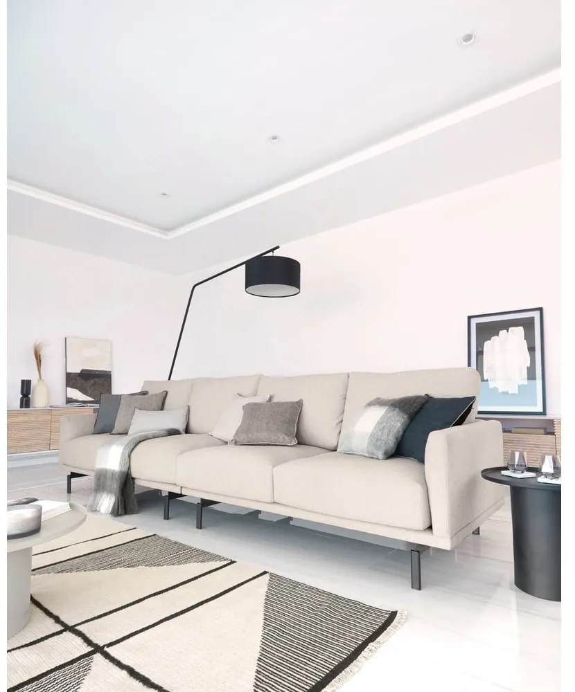 Čierna stojacia lampa s textilným tienidlom (výška 221,5 cm) Ciana – Kave Home