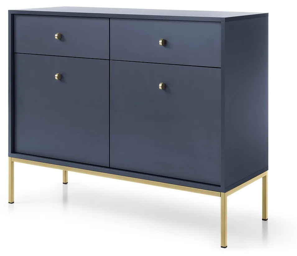 Komoda Mono II 104 cm so zásuvkami modrá/zlatá