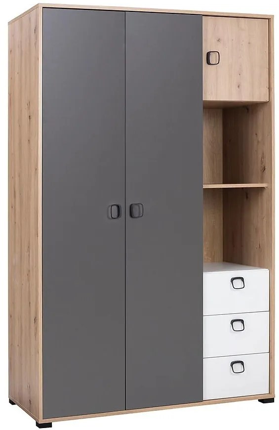 Skriňa Kevin 1 artisan/grafit/biela