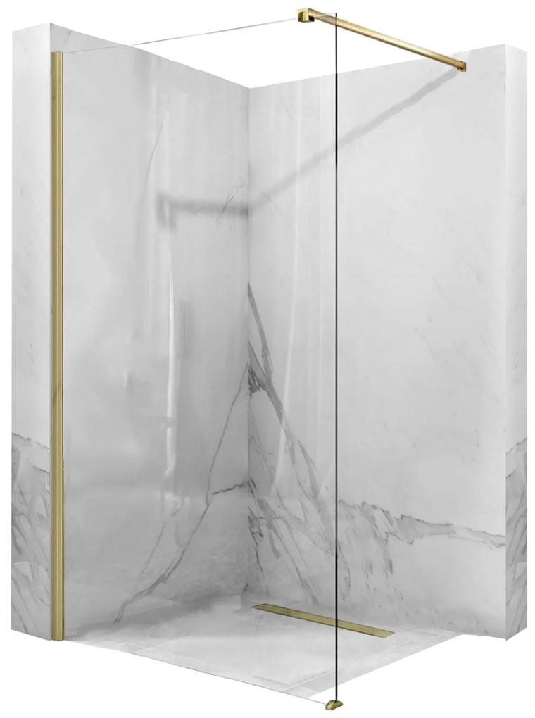 Rea Aero Gold Brush, sprchová zástena Walk-In 110x195 cm, 8mm číre sklo, zlatý matný profil, REA-K9840