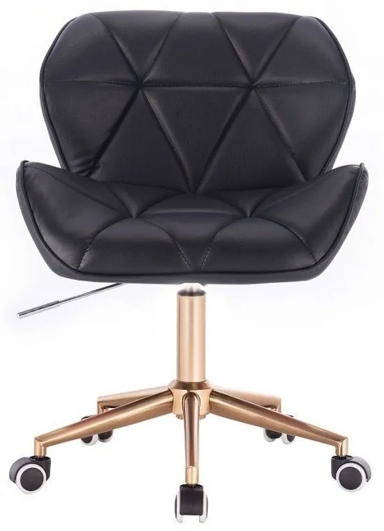 LuxuryForm DESIGN Stolička MILANO na zlatej podstave s kolieskami - čierna