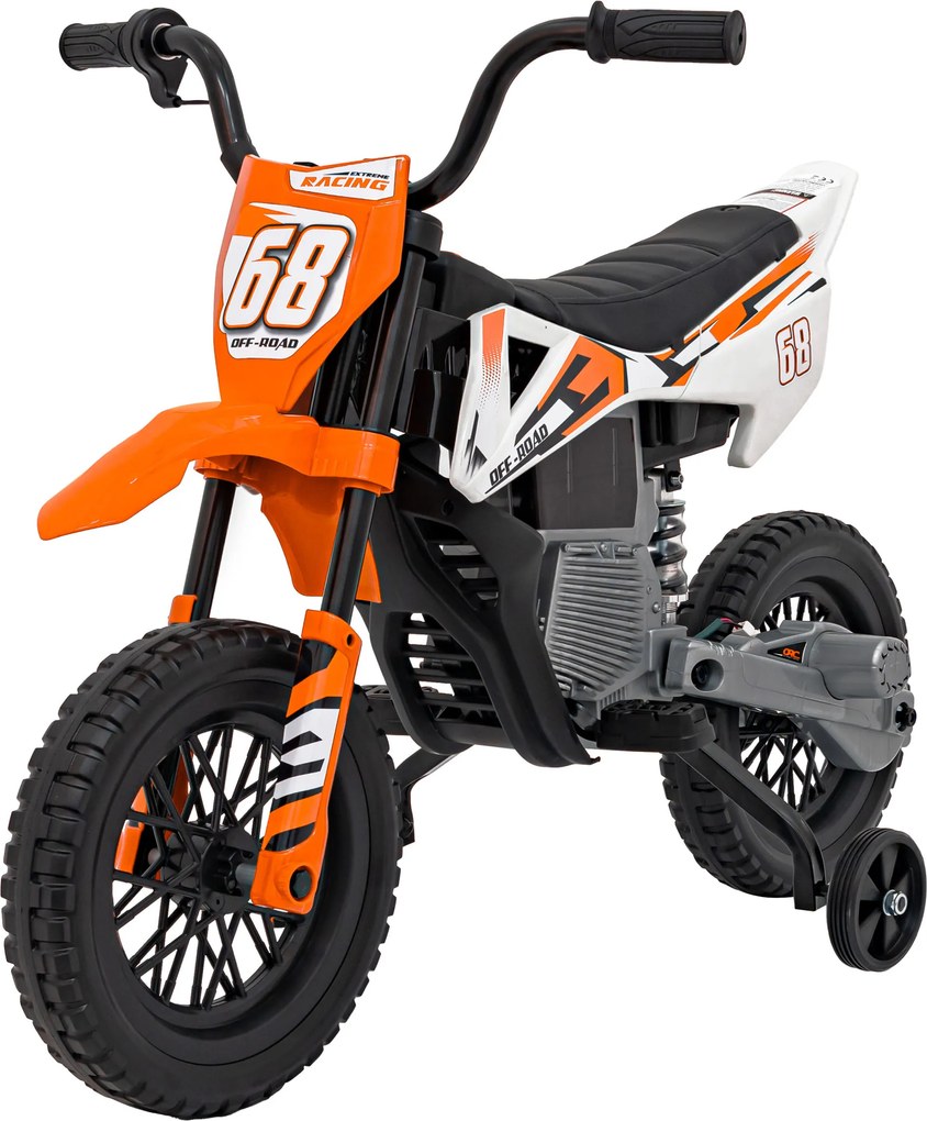 Ramiz PANTONE 361C Detská motorka na batérie oranžová + audio panel + pomalý štart + EVA kolesá