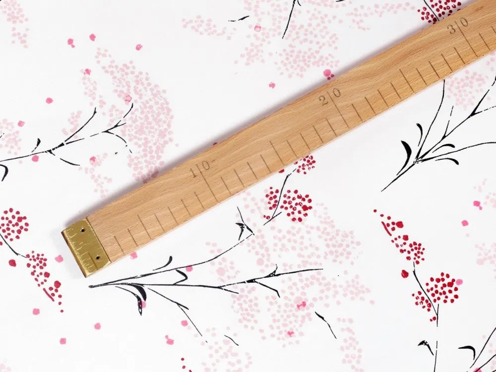 Biante Detský bavlnený záves Sandra SA-088 Vínovo-ružové lúčne kvety na bielom 140x250 cm