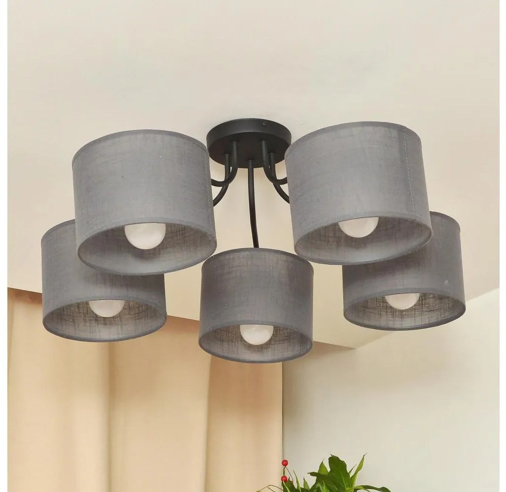 Prisadený luster ALBA 5xE27/15W/230V sivá