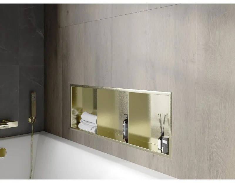 Mexen X-Wall-R, polička na zapustenie na obklad s golierom 90 x 30 cm, zlatá , 1950903010S