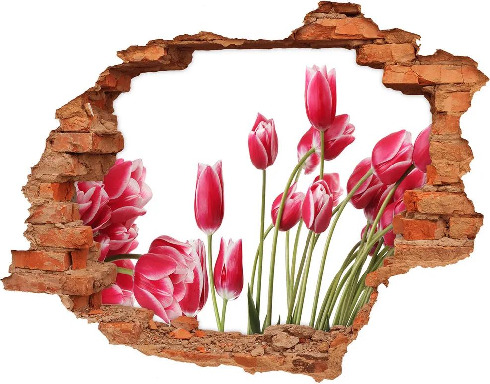 Samolepiaca nálepka Červené tulipány WallHole-cegla-90x70-109710799