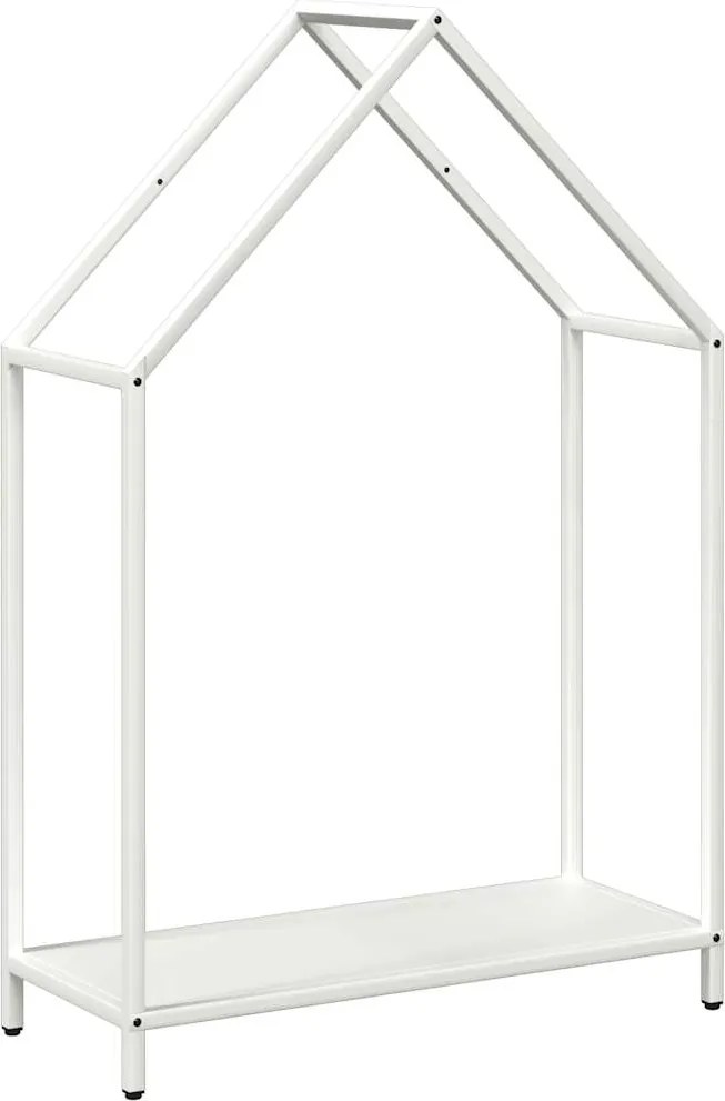 vidaXL Stojan na palivové drevo biely oceľ valcovaná za studena