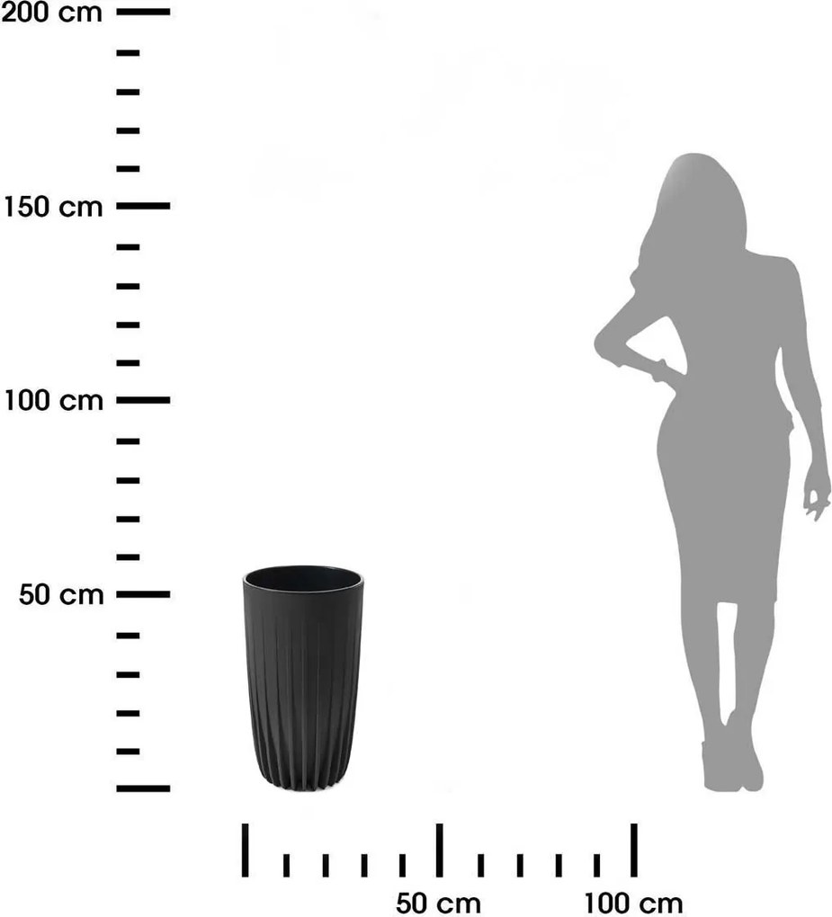 PLASTOVÝ KVETINÁČ STRIPPED ECO 51X30 CM ČIERNA