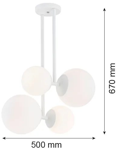Argon 1644 - Luster na tyči ASPEN 4xE27/15W/230V biela