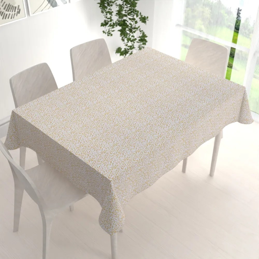 Biante Saténový obdĺžnikový obrus LUP-503 Zlatý zámocký vzor na krémovo bielom 80x120 cm