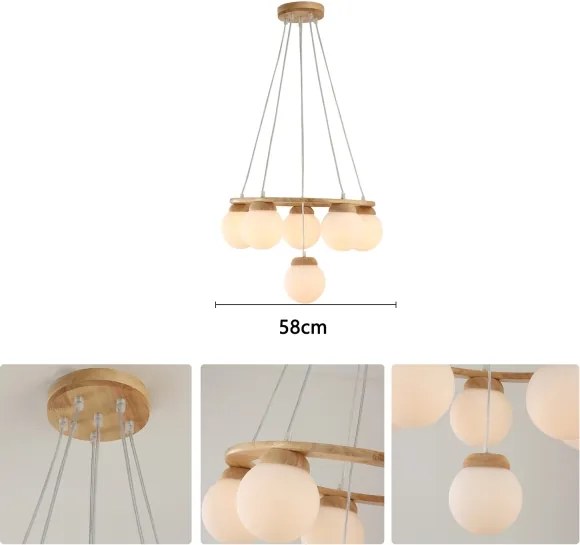 Brilagi - Závesný luster na lanku VISBY WOOD 6xE27/60W/230V priemer 58 cm drevo