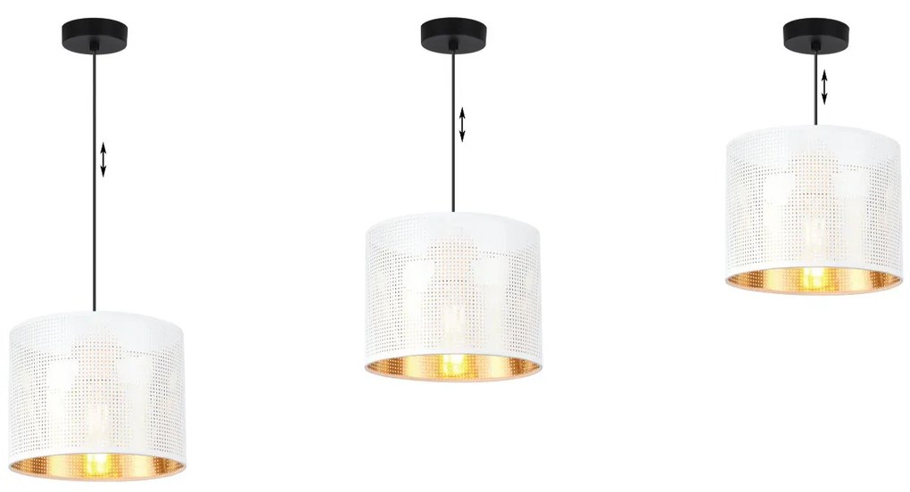 Závesné svietidlo Asti0, 1x biele PVC tienidlo, (fi 20cm), g, b