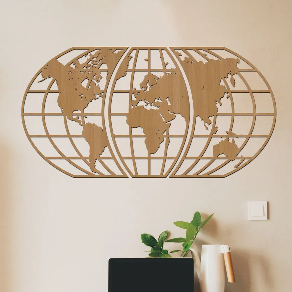 drevo zivota 3 dielna drevená mapa sveta na stenu Global Farebný vzor: Wenge, Veľkosť viacdielov: 78x40